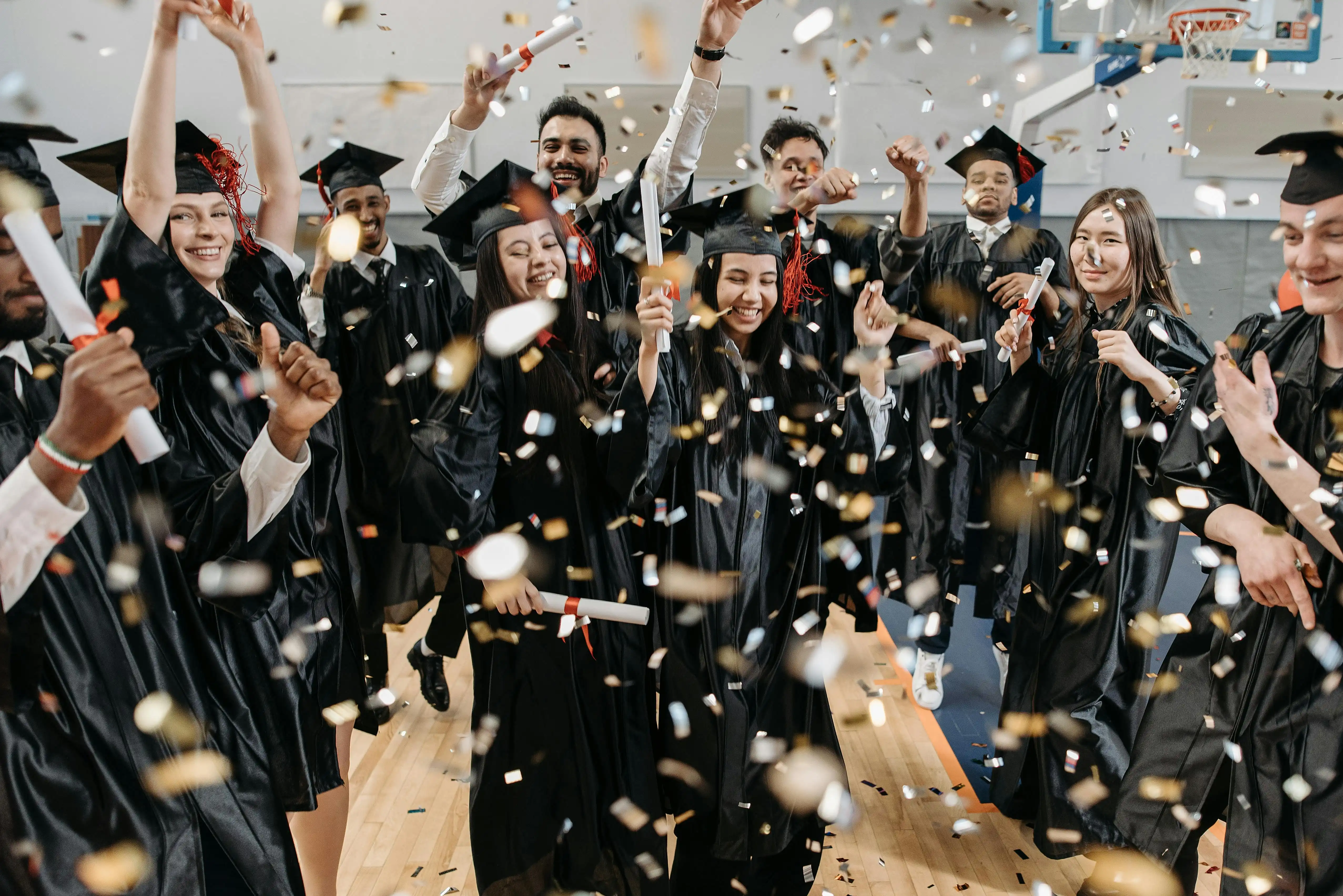 Students celebrating graduation